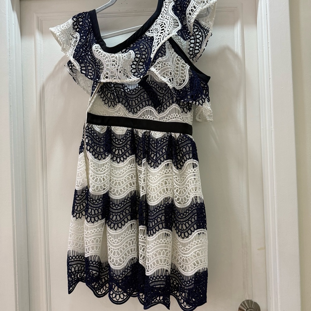 Elegant Black and White Lace Dress - Picture 4 of 5